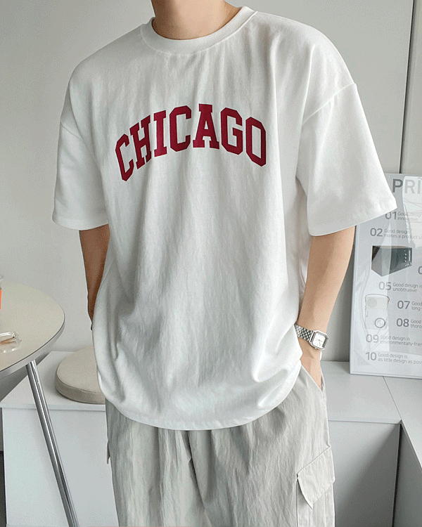 시카고 오버핏 반팔 티셔츠 (3 color)